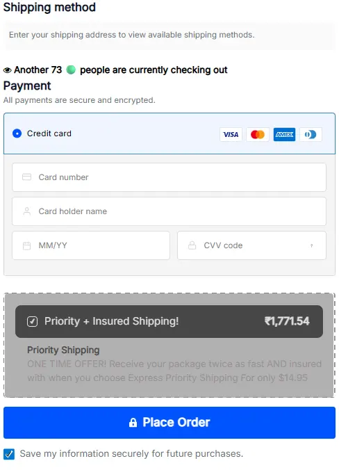 TrimX  secure checkout page